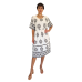Φόρεμα μακρύ βαμβακερό rayon με μανίκια μεγάλο